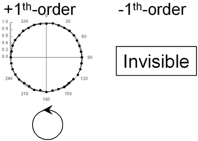 :: AZoJoMO – AZoM Journal of Materials Online - Polarization analysis of the beams diffracted from orthogonal circular polarization gratings. The reading beam is right-hand side circularly polarized.